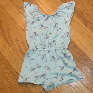 3/$15 Charming Unicorn Print Sky Blue Girls Romper 4T